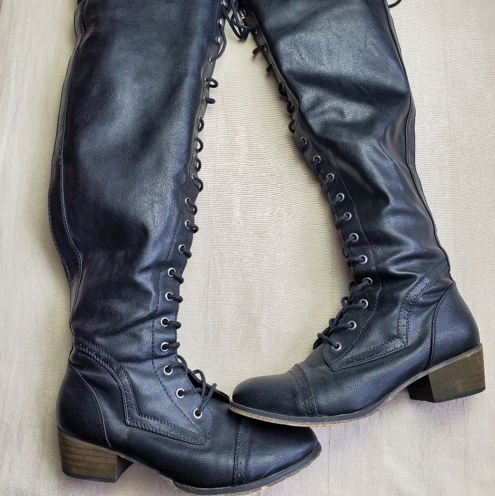 Black Over The Knee Boots Breckelles Size 8.5